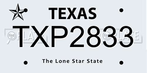 TXP2833 Texas License Plate