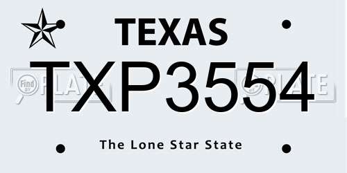 TXP3554 Texas License Plate