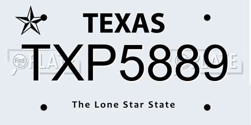 TXP5889 Texas License Plate