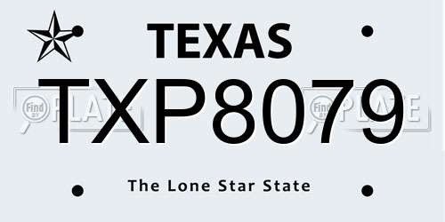 TXP8079 Texas License Plate