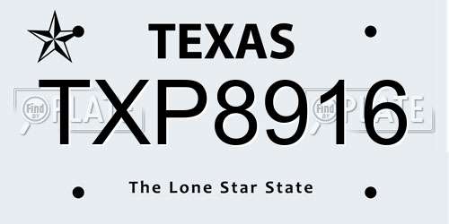 TXP8916 Texas License Plate