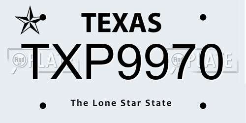 TXP9970 Texas License Plate