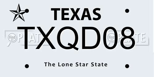 TXQD08 Texas License Plate