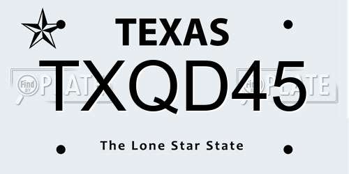 TXQD45 Texas License Plate