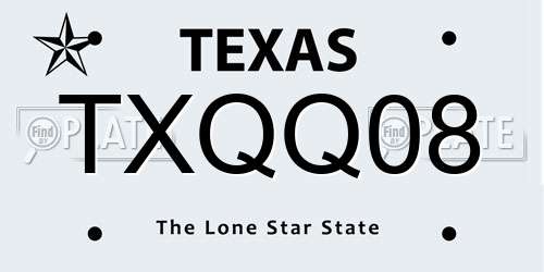 TXQQ08 Texas License Plate