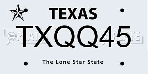 TXQQ45 Texas License Plate