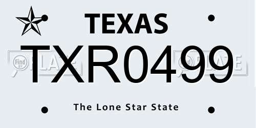 TXR0499 Texas License Plate