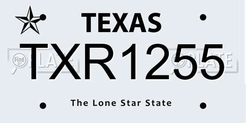 TXR1255 Texas License Plate