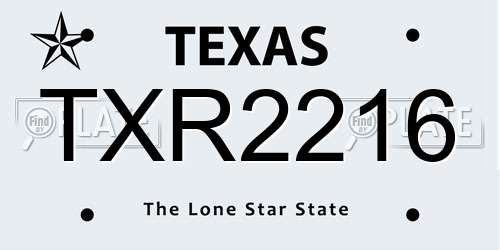TXR2216 Texas License Plate