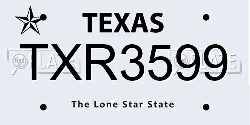 TXR3599 Texas License Plate