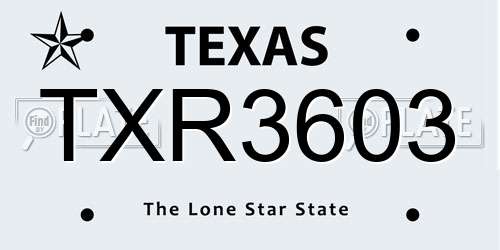 TXR3603 Texas License Plate