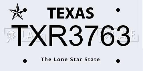 TXR3763 Texas License Plate