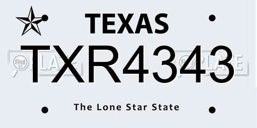 TXR4343 Texas License Plate