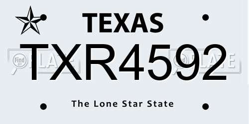 TXR4592 Texas License Plate