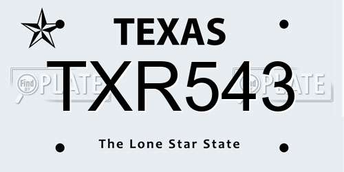 TXR543 Texas License Plate