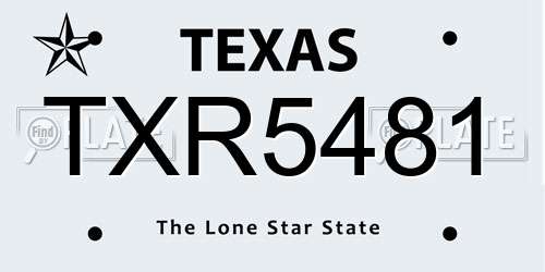 TXR5481 Texas License Plate