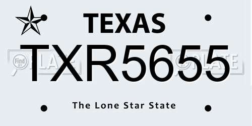 TXR5655 Texas License Plate