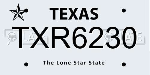 TXR6230 Texas License Plate