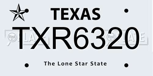 TXR6320 Texas License Plate