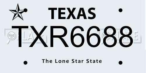 TXR6688 Texas License Plate