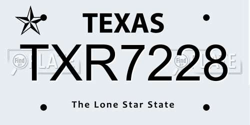 TXR7228 Texas License Plate