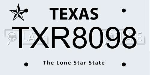 TXR8098 Texas License Plate