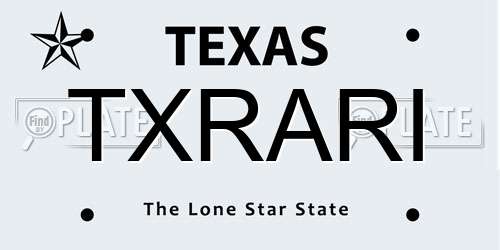 TXRARI Texas License Plate