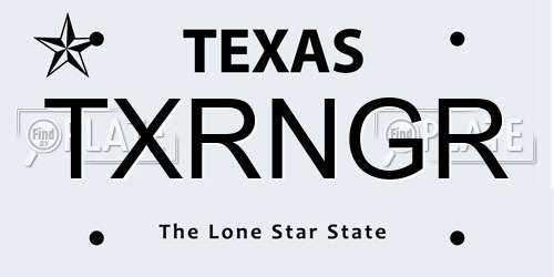 TXRNGR Texas License Plate