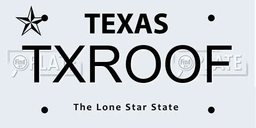 TXROOF Texas License Plate
