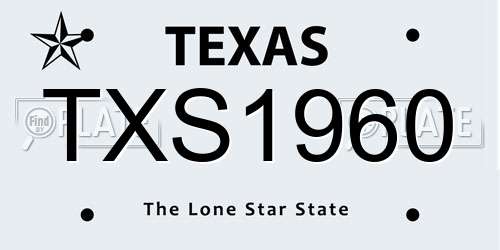 TXS1960 Texas License Plate