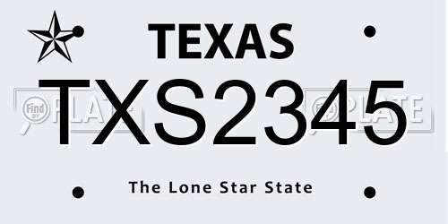 TXS2345 Texas License Plate