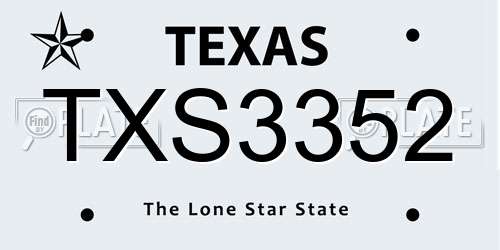TXS3352 Texas License Plate