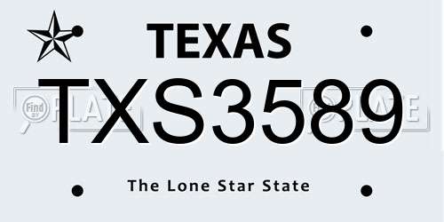 TXS3589 Texas License Plate