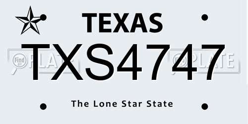 TXS4747 Texas License Plate