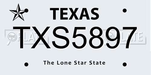 TXS5897 Texas License Plate