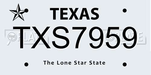 TXS7959 Texas License Plate