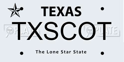 TXSCOT Texas License Plate