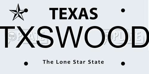 TXSWOOD Texas License Plate