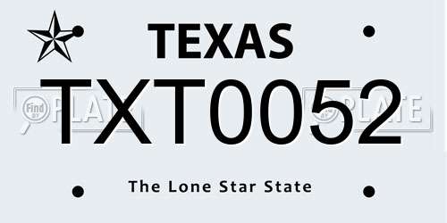 TXT0052 Texas License Plate