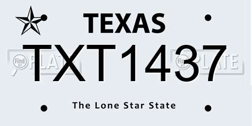 TXT1437 Texas License Plate