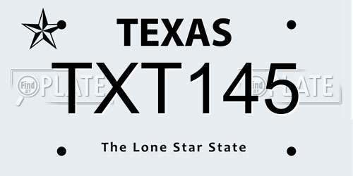 TXT145 Texas License Plate