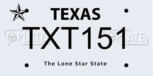 TXT151 Texas License Plate