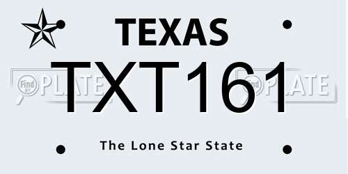 TXT161 Texas License Plate