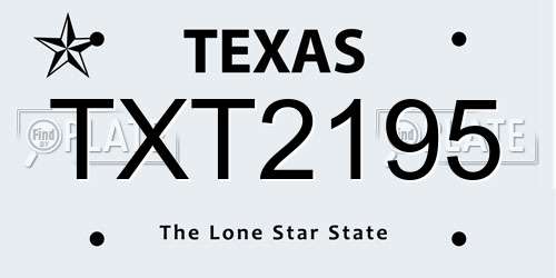 TXT2195 Texas License Plate