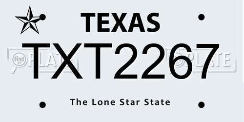 TXT2267 Texas License Plate