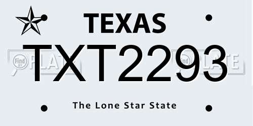 TXT2293 Texas License Plate