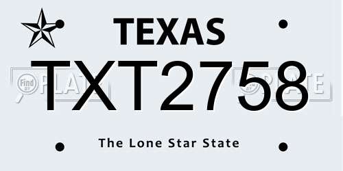 TXT2758 Texas License Plate