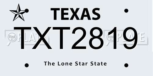 TXT2819 Texas License Plate
