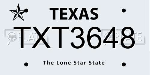 TXT3648 Texas License Plate