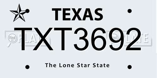 TXT3692 Texas License Plate